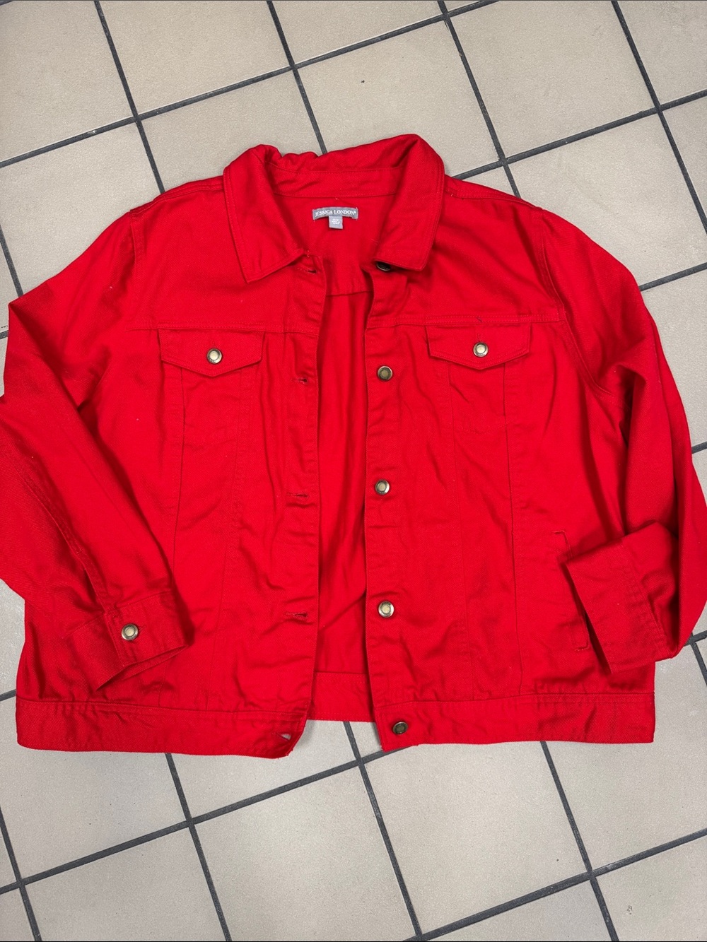 Jessica London Red Denim Jacket